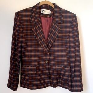 Vintage Prophecy 80’s Plaid Blazer - Brown and Red